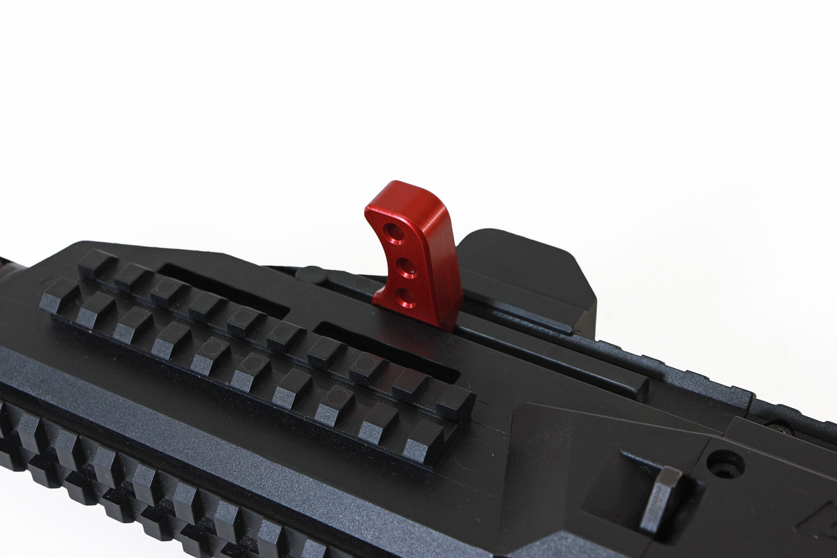 HB Industries ScorpionTheta Charging Handle-installed-Red