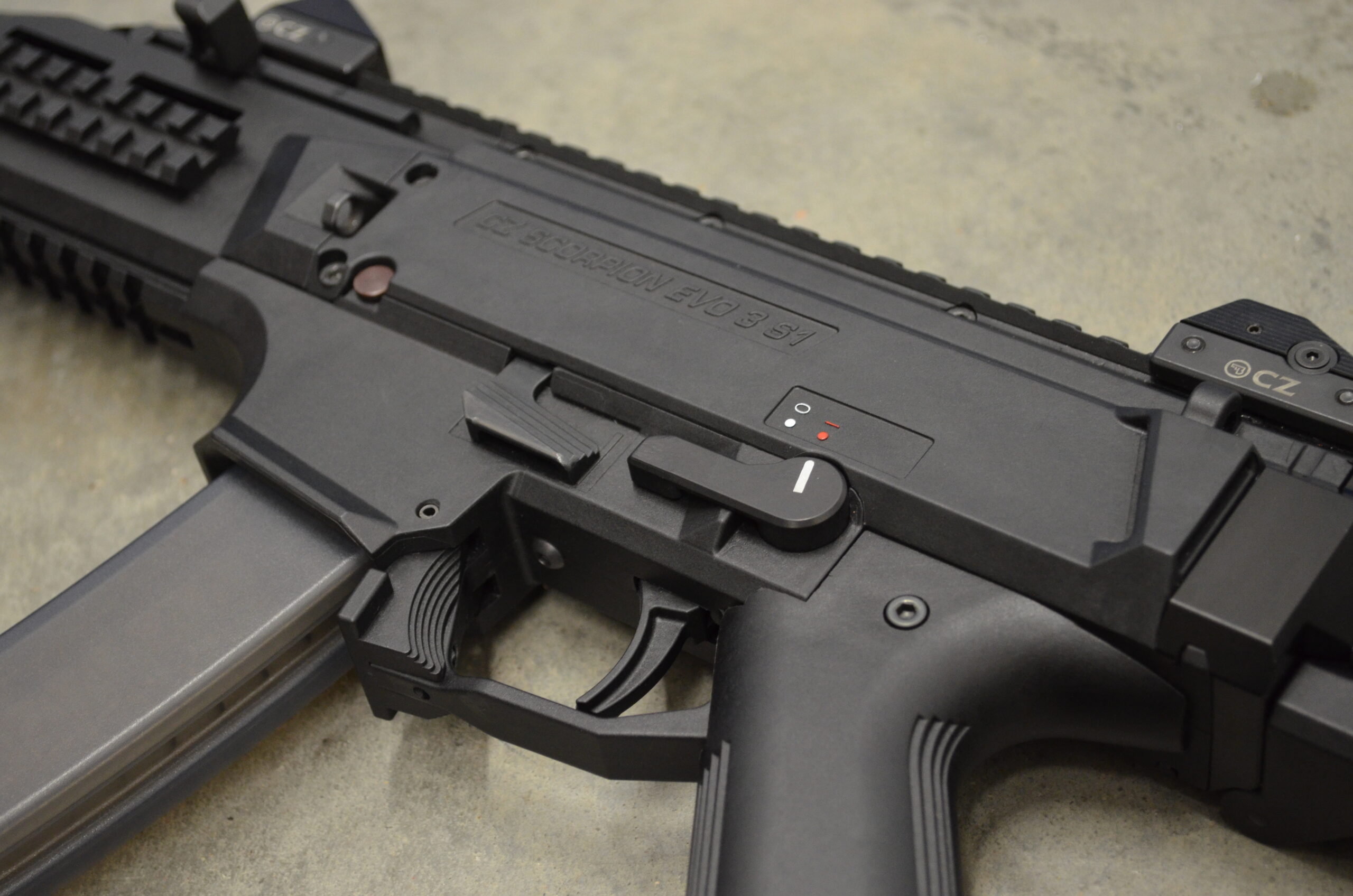 HBI Mini AK Style Selector_left_cz scorpion safety installed