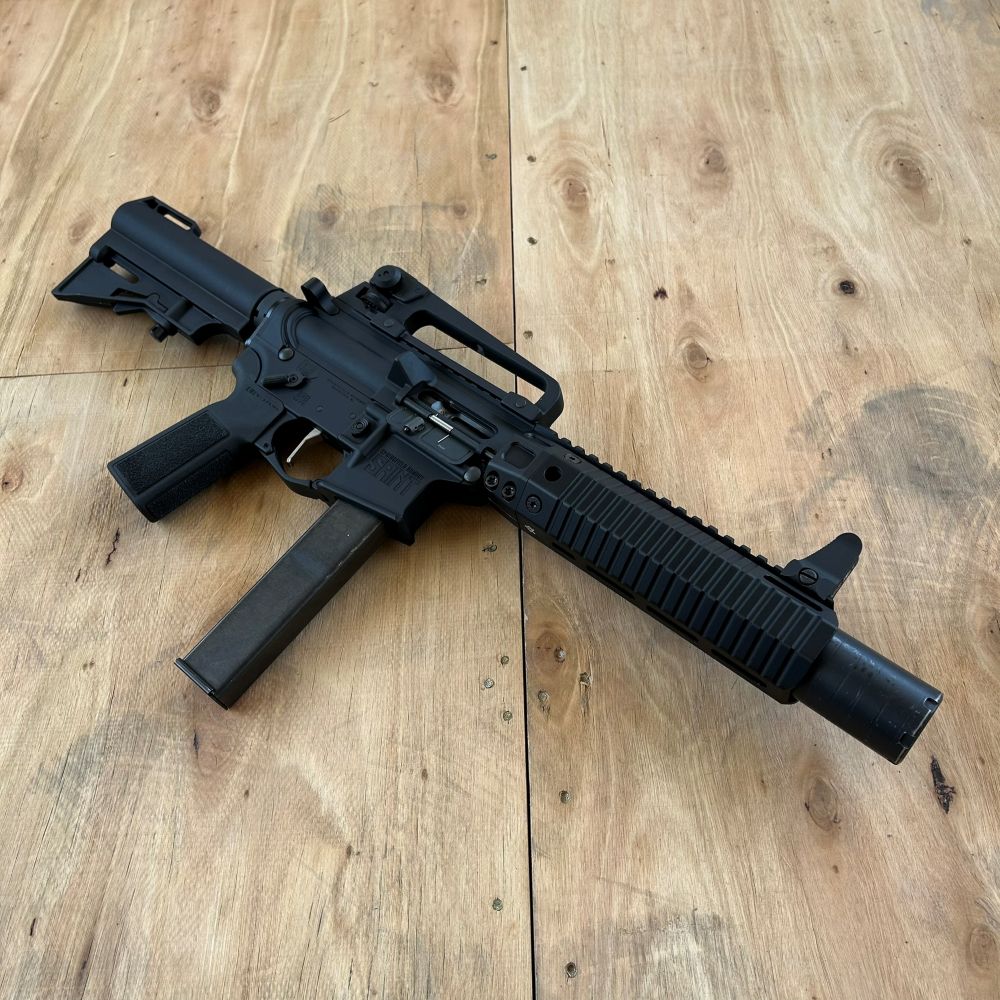 HBI AR9 SUPRESSOR HANDGUARD RETRO SD 8 INCH_INSTALLED ISO SAINT WOLFMAN