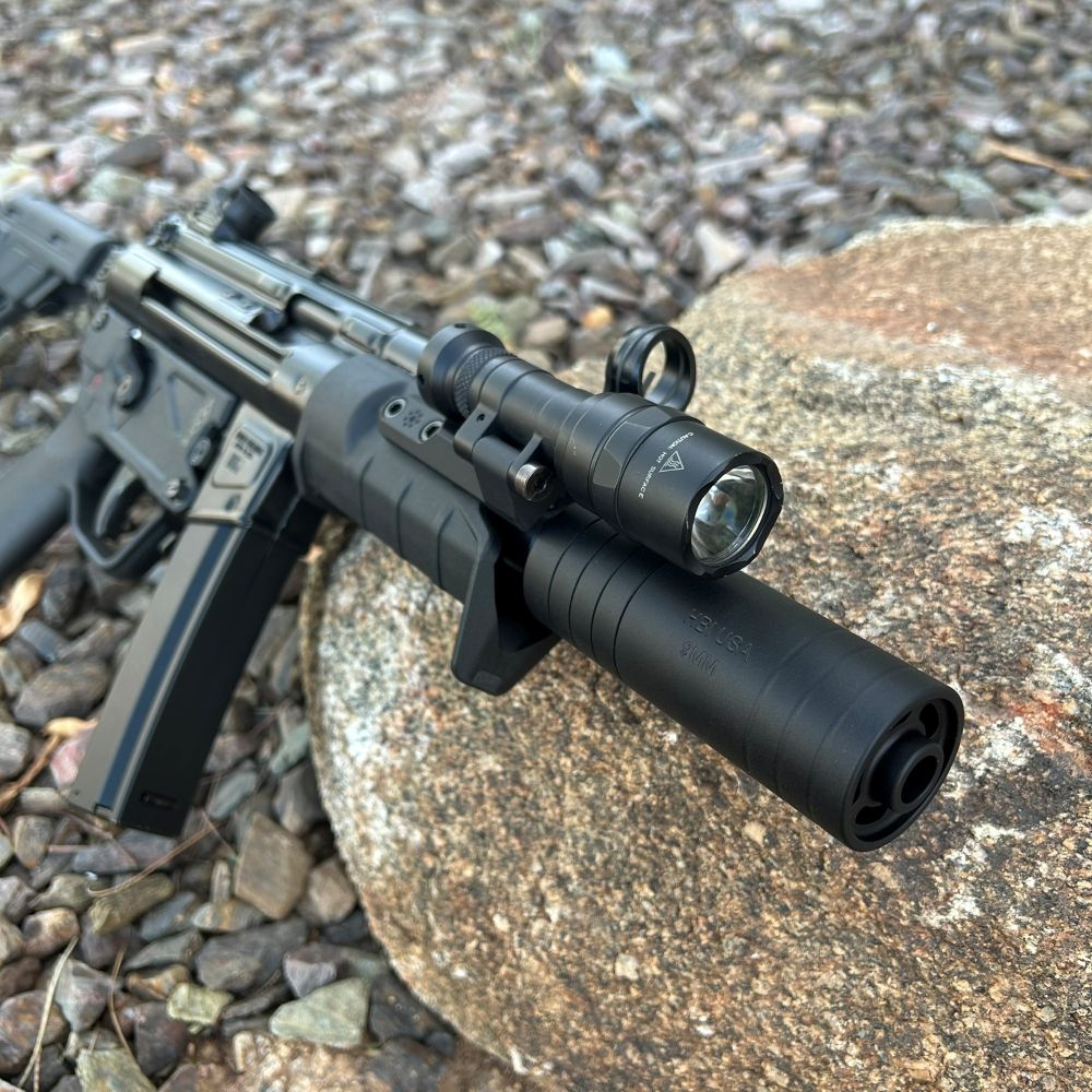 HBI BLAST SHIELD 9MM 4IN, HK MP5K SUREFIRE SCOUT 2