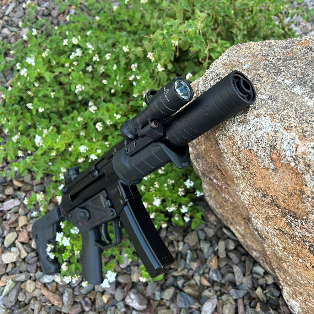 HBI BLAST SHIELD 9MM 4IN, HK MP5K SUREFIRE SCOUT